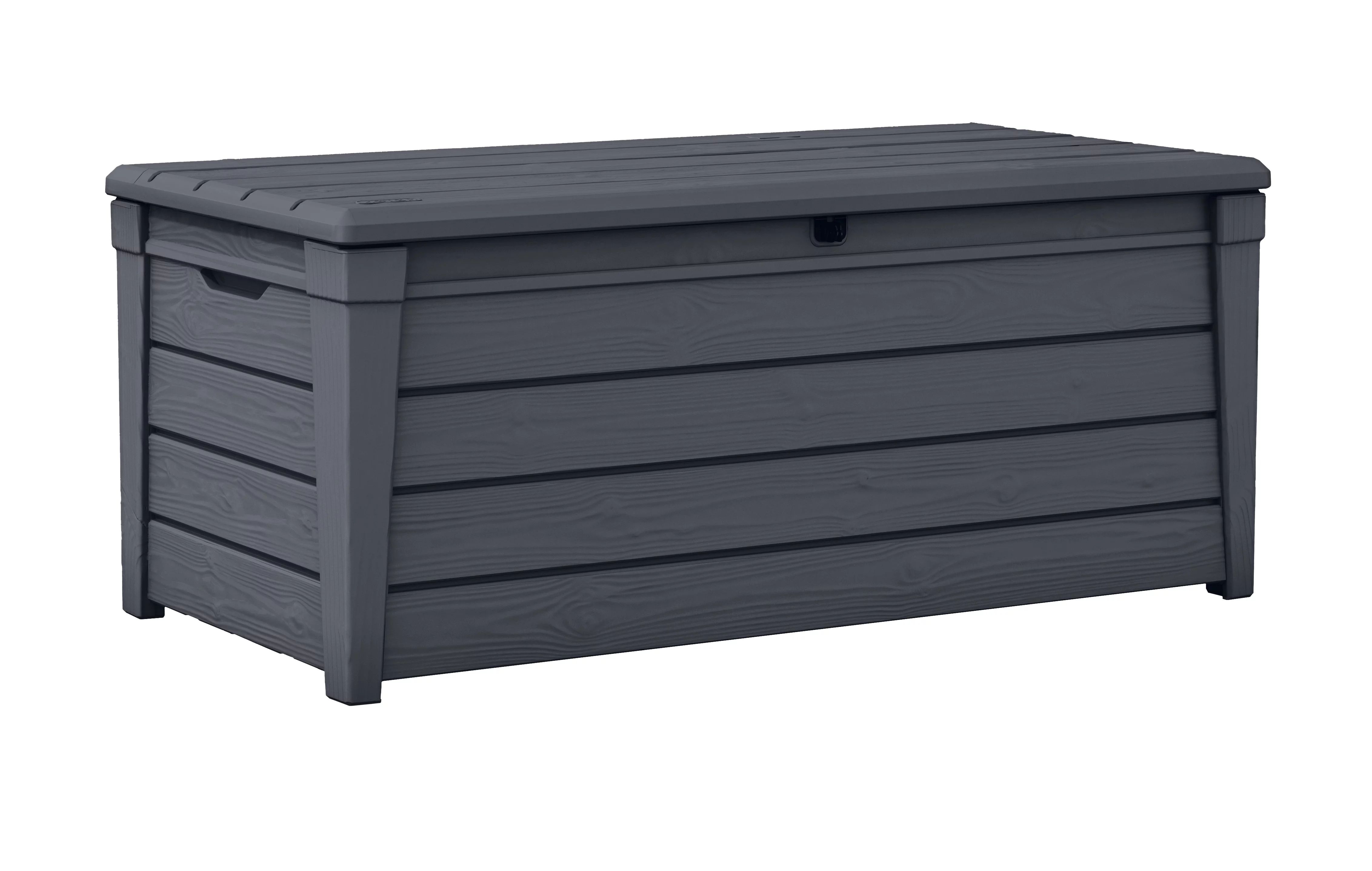 Keter Brightwood Outdoor Plastic Deck Box, All-Weather Resin Storage, 120 Gal, Anthracite Gray | Walmart (US)