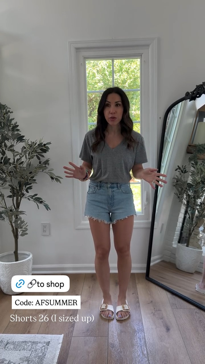 Abercrombie code AFSUMMER. Denim shorts sized up to a 26. Small T-shirt.

#LTKSaleAlert #LTKOver40
