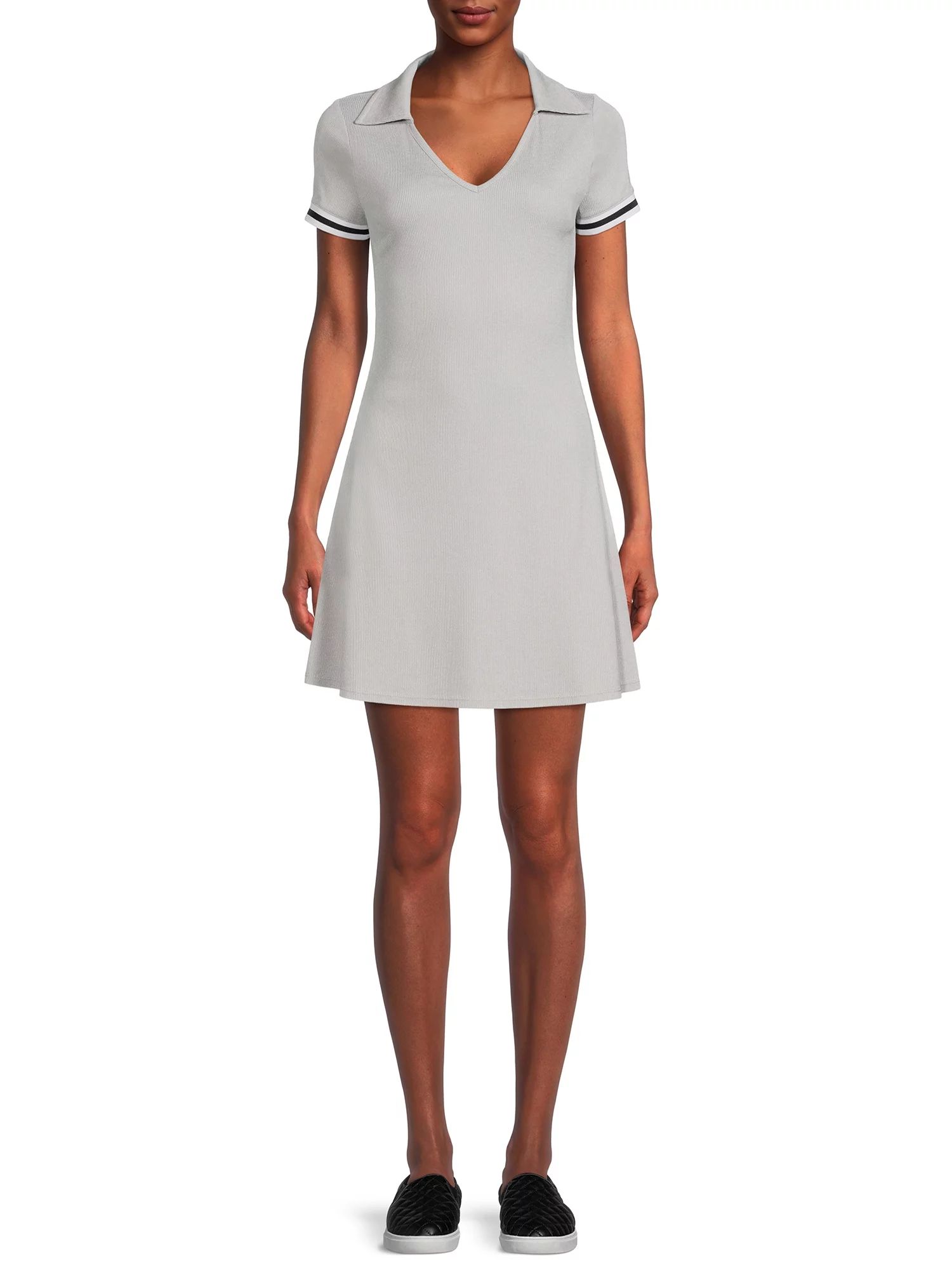 No Boundaries Juniors’ Contrast Sleeve Polo Dress - Walmart.com | Walmart (US)