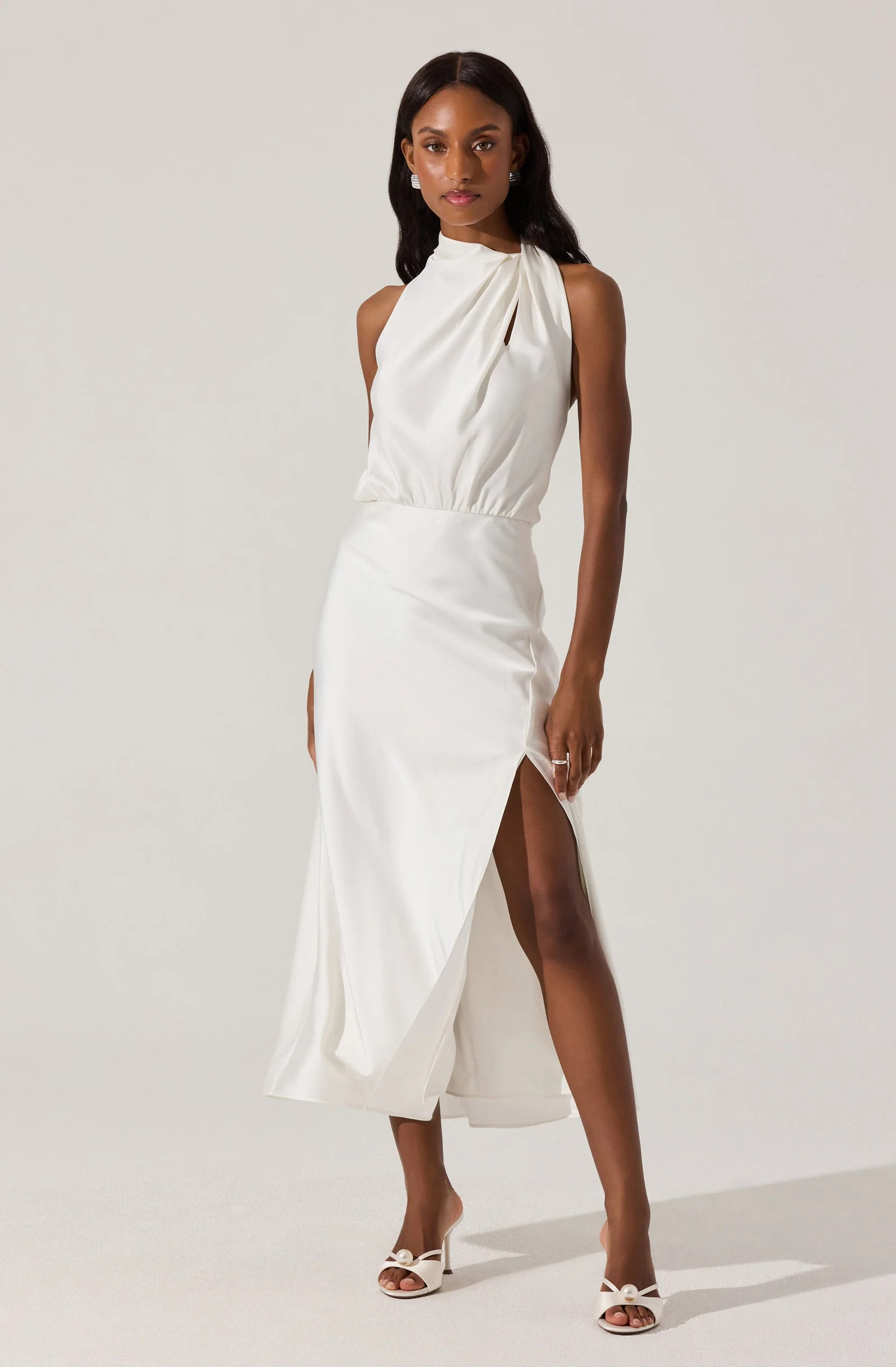 Jelyn Satin Midi Dress - Ivory / XS | ASTR The Label (US)