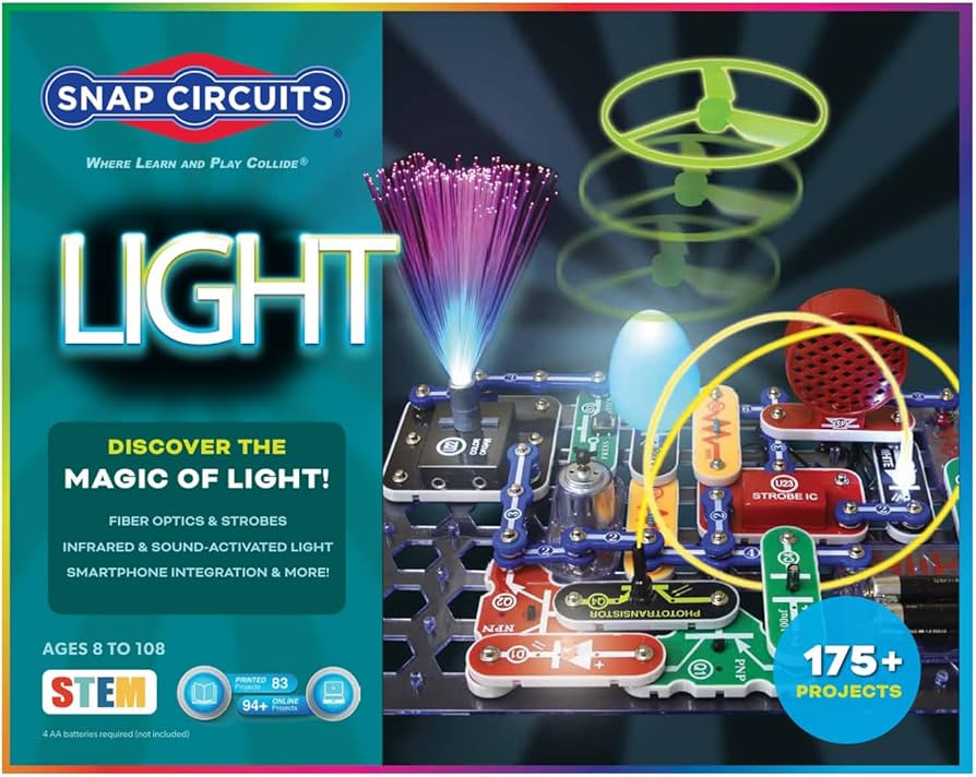 Snap Circuits Light Electronics Exploration Kit | Over 175 Exciting STEM Projects | Full Color Pr... | Amazon (US)