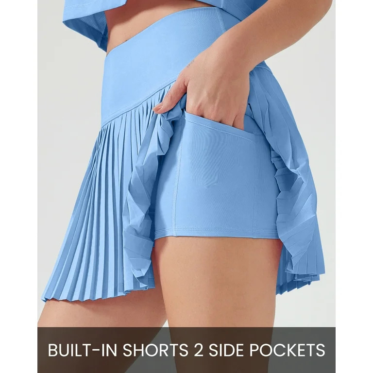 FITOP Pleated Tennis Skirt for Women with Pockets Shorts Women's High Waisted Casual Liner A Line... | Walmart (US)