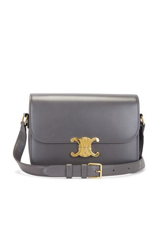 Celine Triomphe Shoulder Bag in Grey | FWRD 