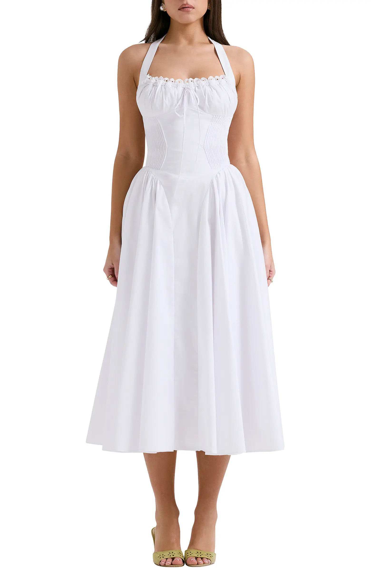 Adabella Floral Pleated Halter Sundress | Nordstrom