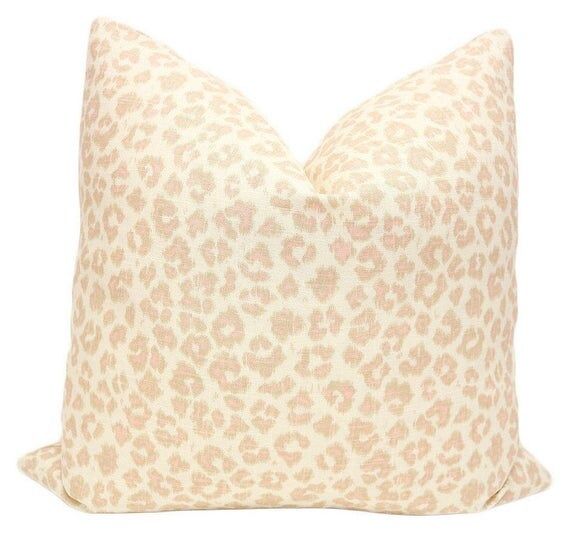 Leopard Linen Print // Blush Pillow COVER ONLY | Etsy (US)
