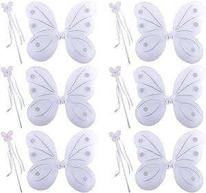 kilofly 6 Sets Princess Fairy Wings Butterfly Angel Costume Dress Up Role Play | Amazon (US)