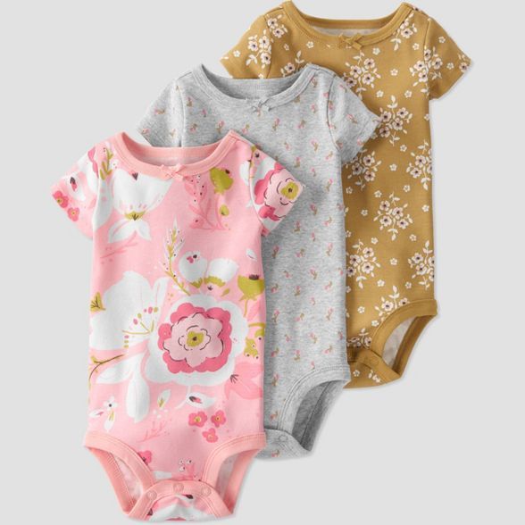 Baby Girls' 3pk Floral Bodysuit - little planet by carter's Pink | Target