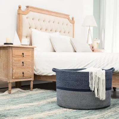 Large Cotton Rope Basket, Blanket Basket for Living Room, Baby Laundry Blanket Basket with Handle | Wayfair North America