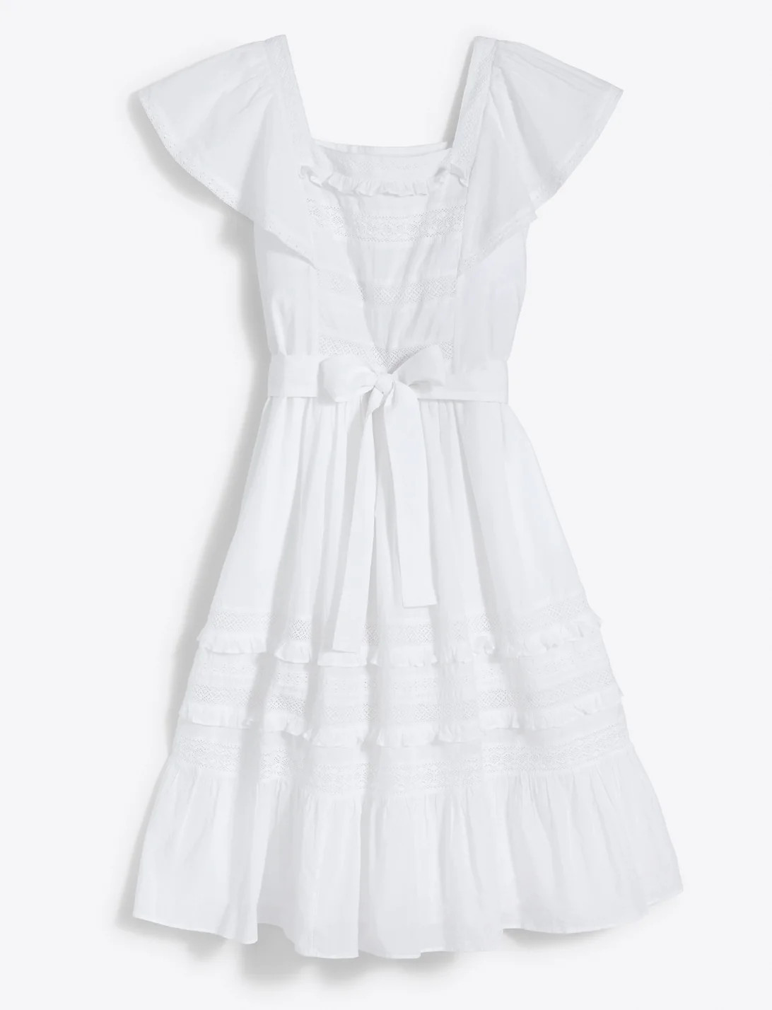 Tie Waist Peasant Dress in Embroidered Stripe | Draper James (US)