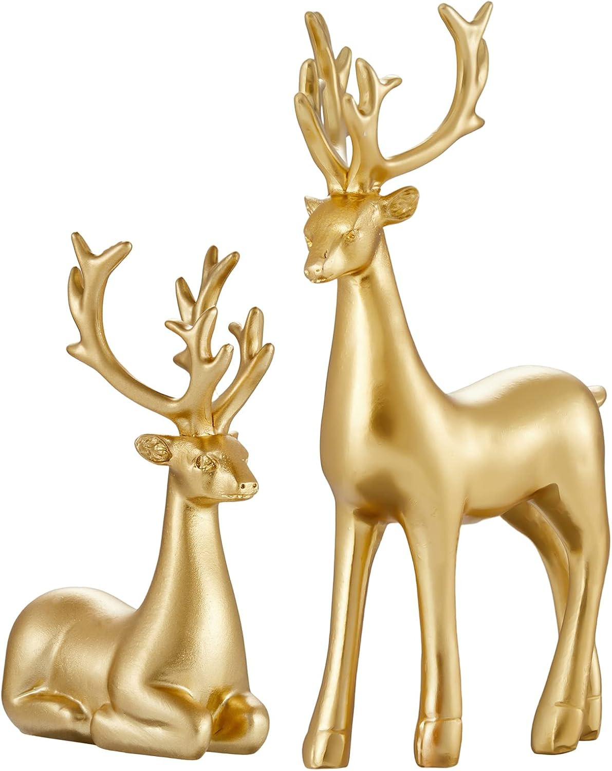 Christmas Decorative Gift 2PCS Deer Sculpture 3D Geometric Deer Ornaments Used to Set Off The Festive Atmosphere Fireplace Dining Table Living Room Decoration (Gold Smooth) | Amazon (US)