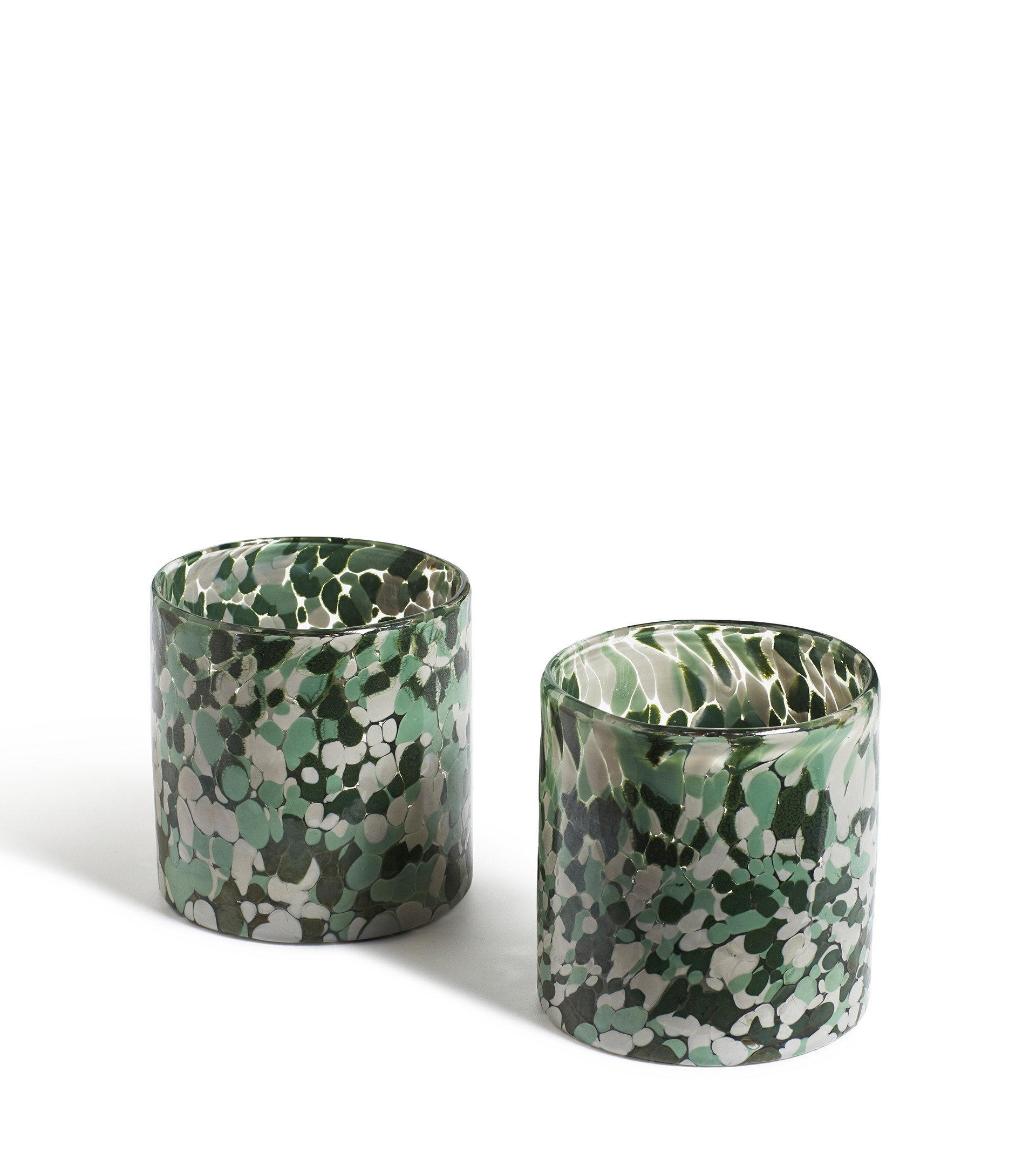 Pair of Nura Candle Holders - Emerald/Mint | OKA UK