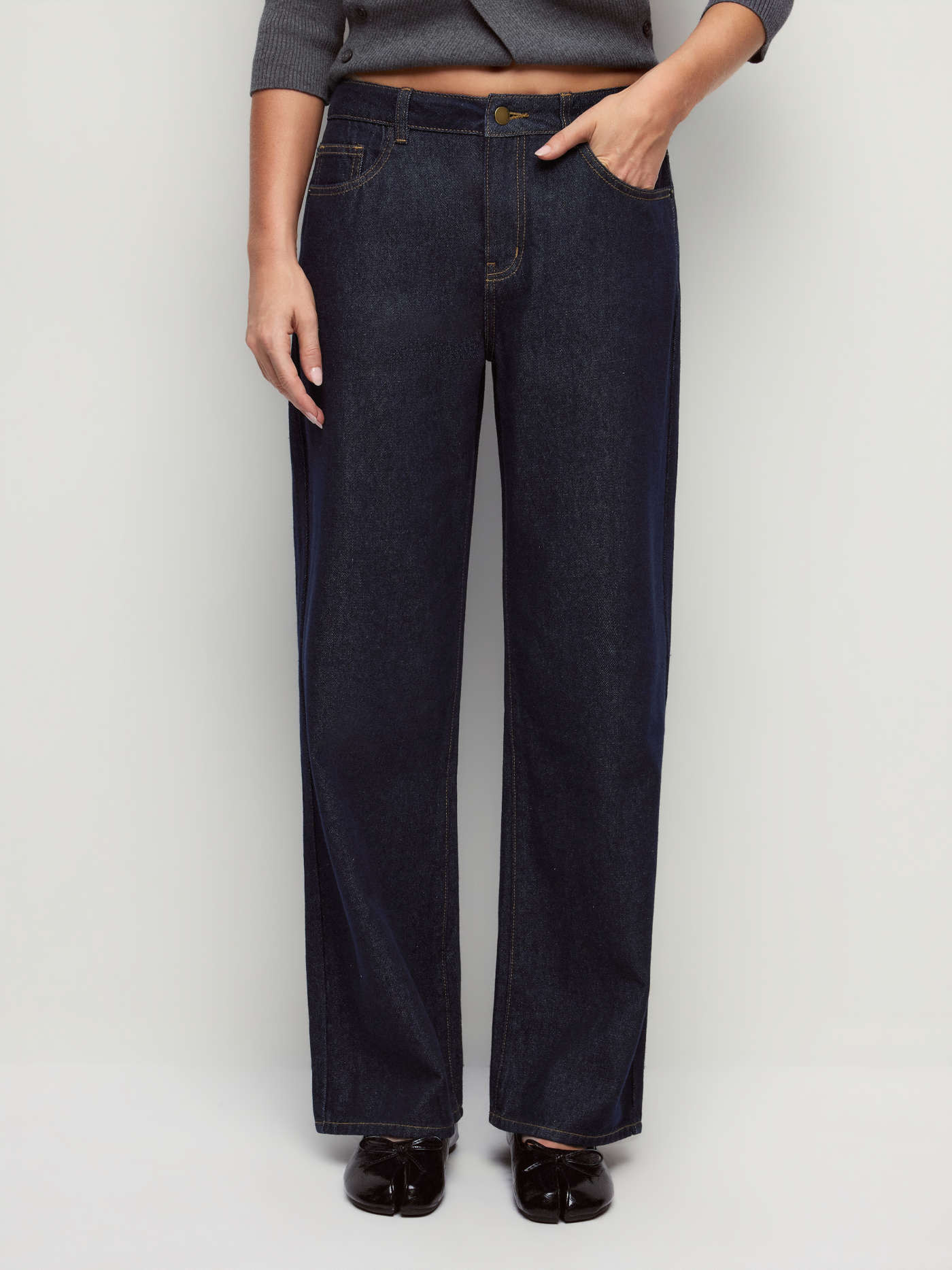Denim Denim Mid Rise Washed Buckle Straight Leg Jeans For Daily Casual Date Work | Cider