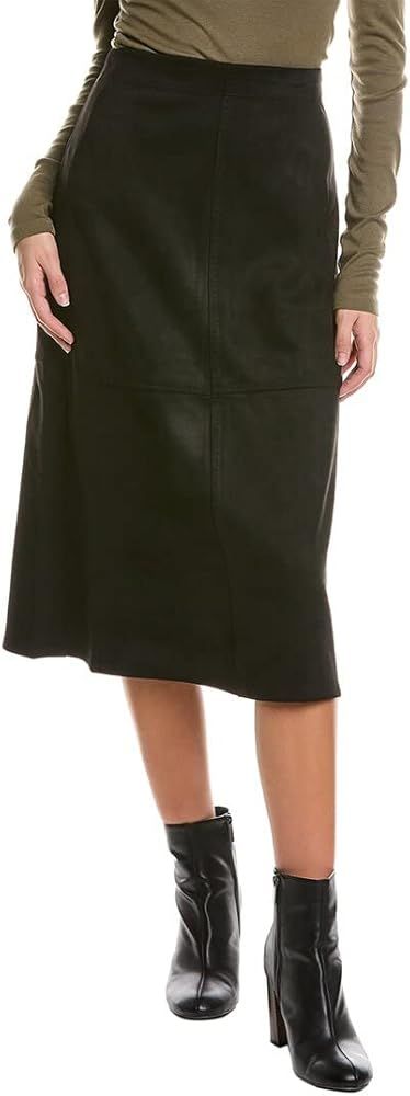 Max Studio Women's Faux Suede Elastic High Waisted Casual A-Line Midi Skirt | Amazon (US)