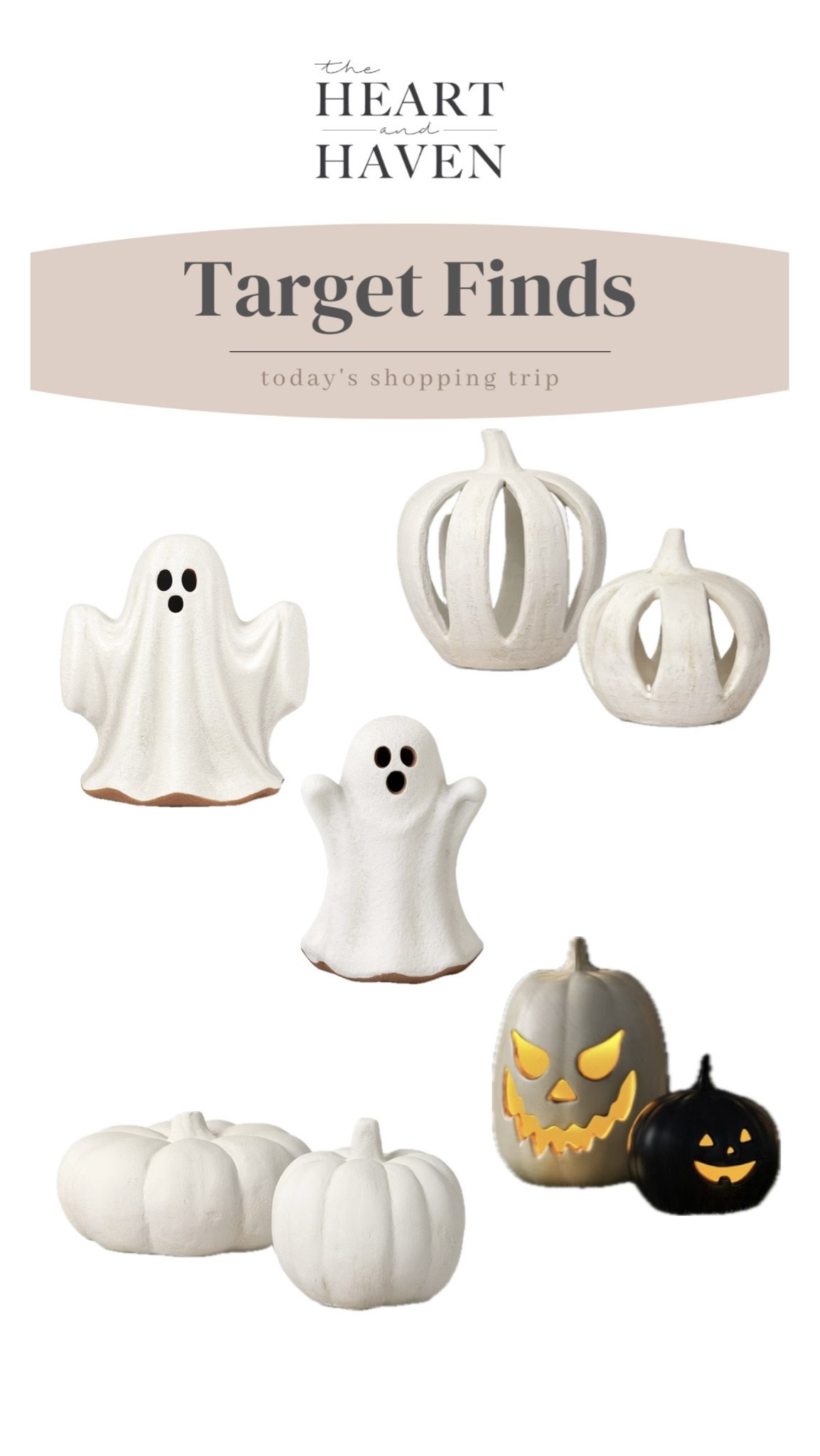 Pretty terracotta Halloween decor and some outdoor jack-o-lanterns with timers from Target.