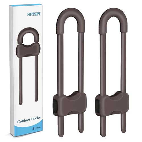 Baby Proofing Cabinets,Cabinet Locks for Babies,2 Pack U-Shaped Child Locks for Cabinets, Child Proof Cabinet Latches,Child Safety Cabinet Locks with Adjustable by SPISPI (Brown) | Amazon (US)