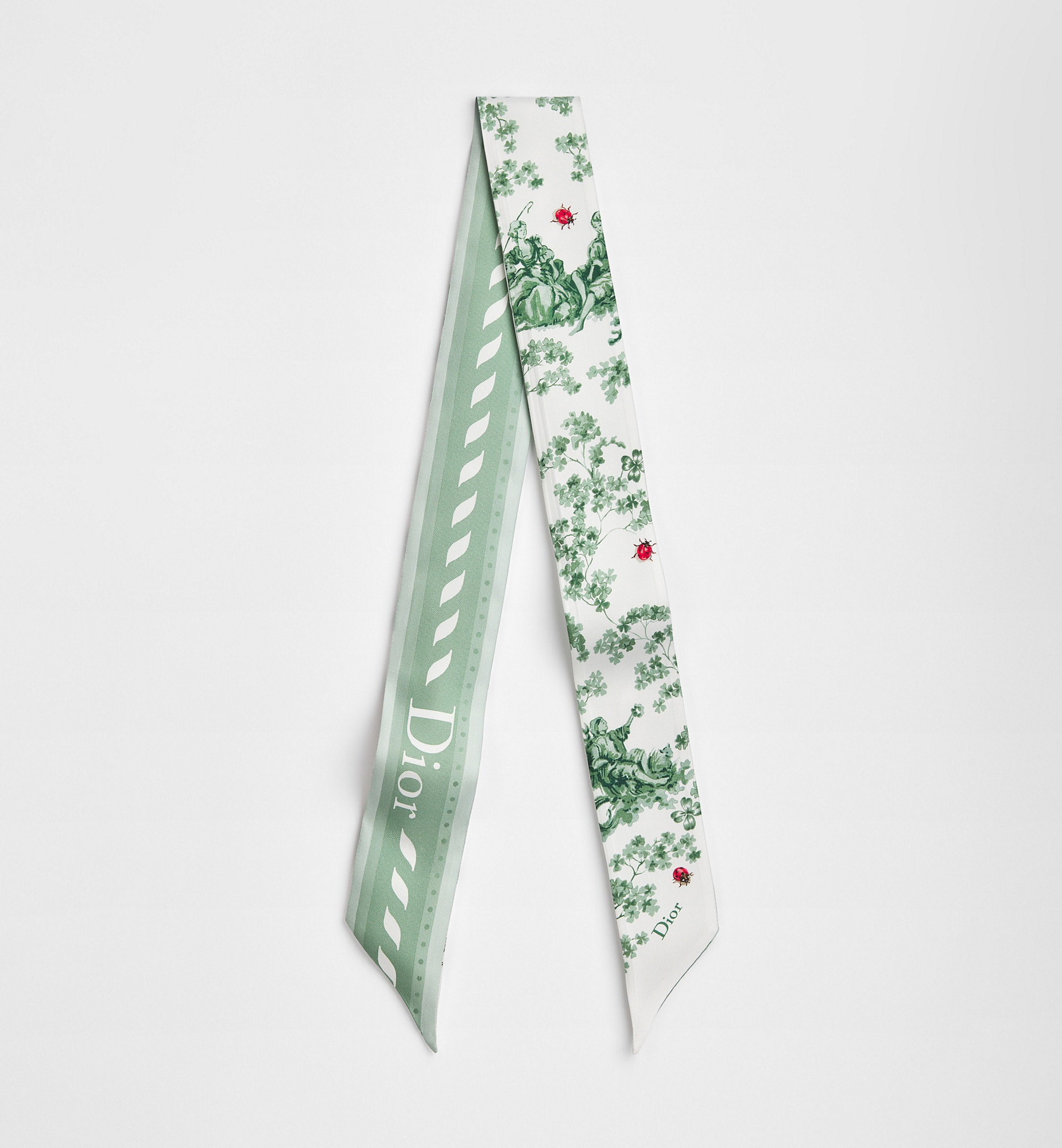 Toile de Jouy Clover Mitzah Scarf Green and White Silk Twill | DIOR | Christian Dior Parfums UK