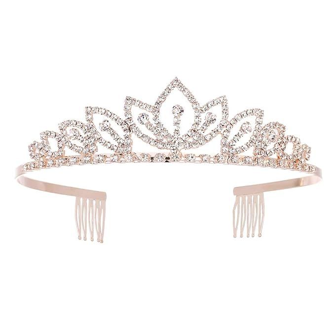 Princess Crystal Tiara Crown with Combs Women's Girls Elegant Tiaras Crowns Queen Bridal Wedding ... | Amazon (US)