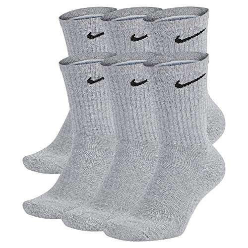 Nike Everyday Cushion Crew Socks, Unisex Nike Socks, Dark Grey Heather/Black, L (Pack of 6 Pairs of Socks) | Amazon (US)