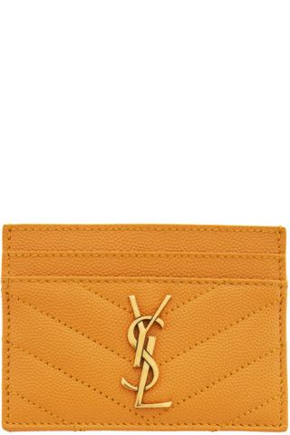 Yellow Quilted Monogramme Card Holder | SSENSE