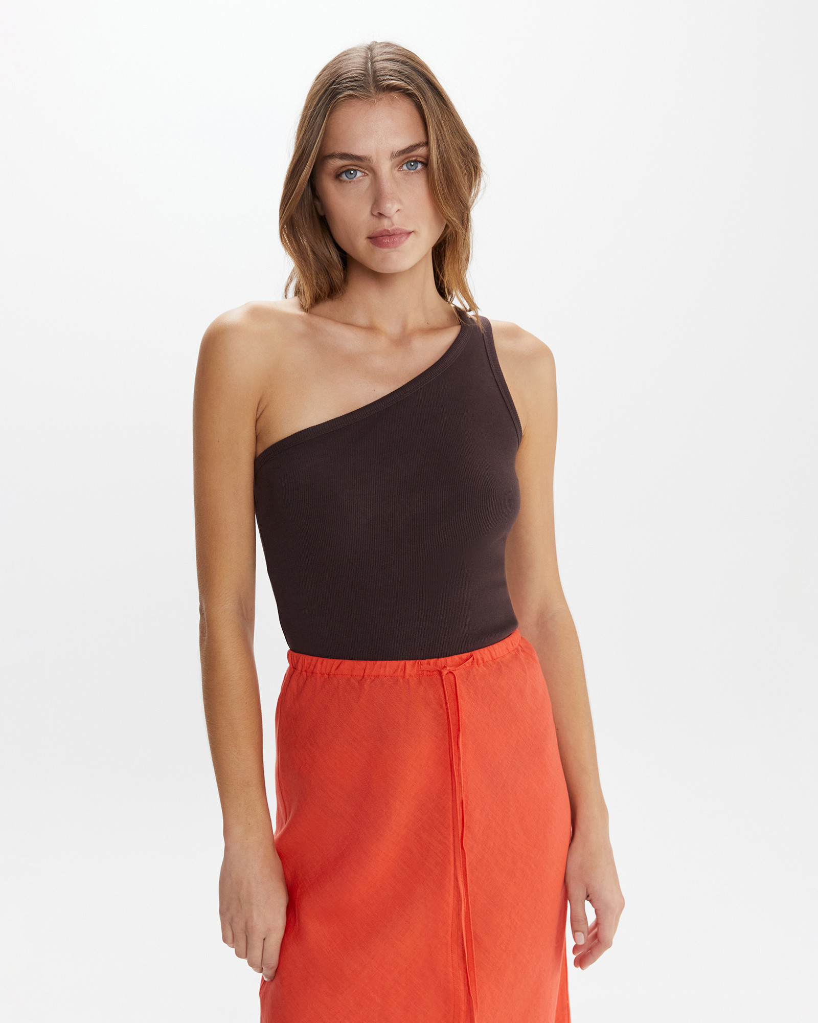 Kriti Cotton Rib One Shoulder | JAG (Australia & New Zealand)