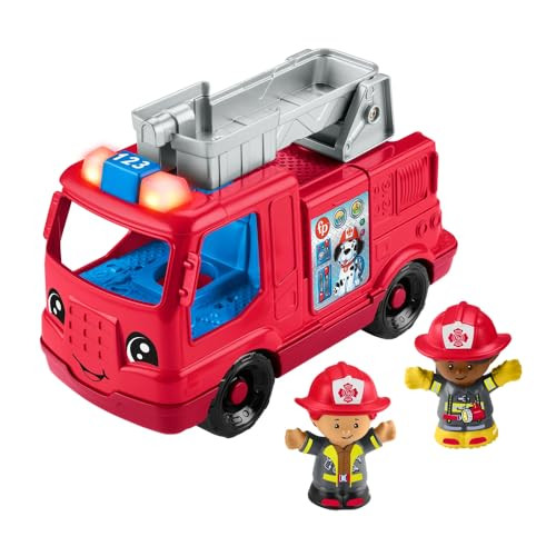 Fisher-Price Little People Toddler Toy Fire Truck Musical Push-Along Vehicle with 2 Figures for Pretend Play Ages 1+ Years | Amazon (US)