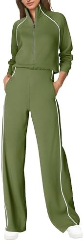 SENSERISE Womens Jumpsuits Casual Long Sleeve One Piece Jumpsuit Wide Leg Mock Neck Airport Trave... | Amazon (US)