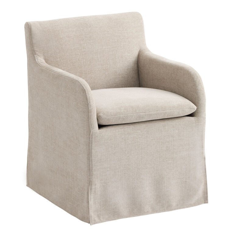 Arielle Textured Woven Upholstered Rolling Dining Chair | World Market