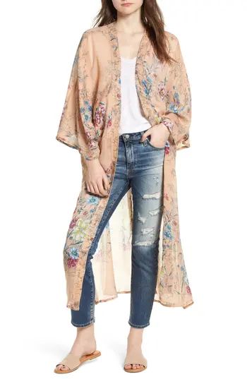 Women's Steve Madden Floral Kimono Duster, Size One Size - Pink | Nordstrom