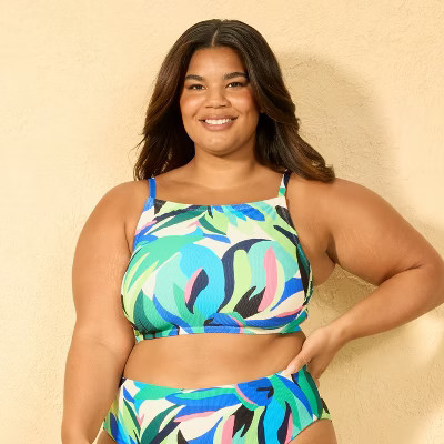 Women's Tropical Pique High Neck Bikini Top - Shade & Shore™ Multi XS | Target