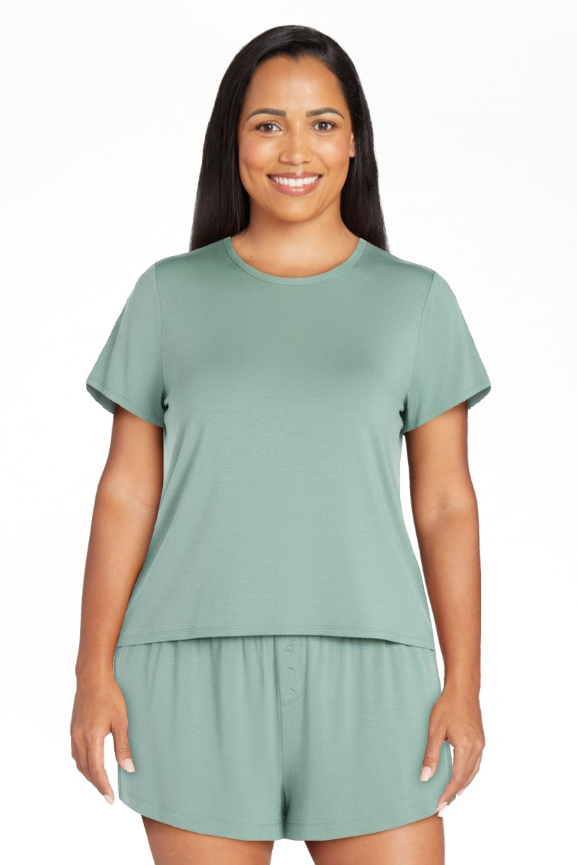 Joyspun Women’s Scoop Neck Sleepwear Modal Tee with Short Sleeves, Sizes S-3X | Walmart (US)
