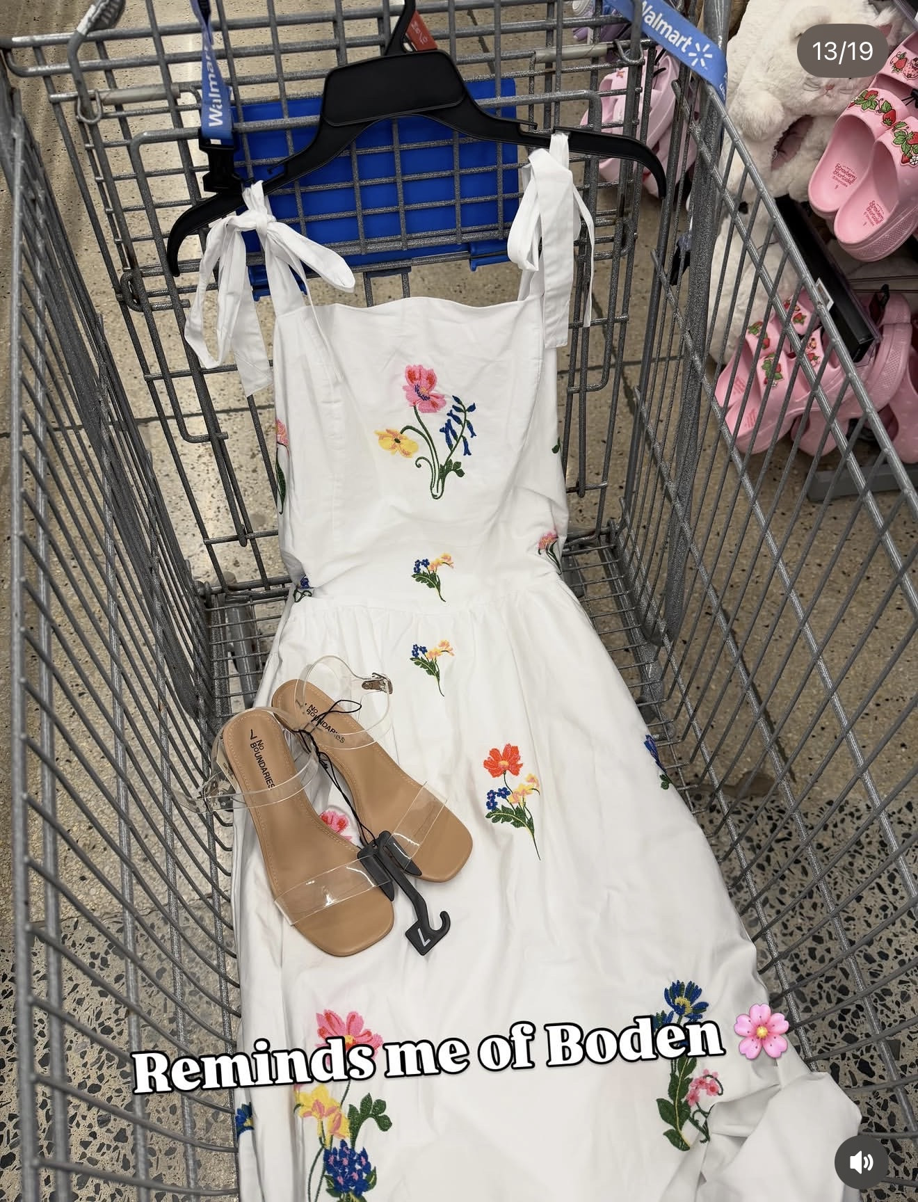 Beautiful cotton midi dress with floral embroidery, you’d never guess it’s Walmart!  #walmartfashion