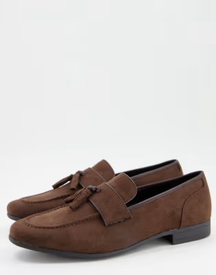 ASOS DESIGN tassel loafers in brown faux suede | ASOS (Global)