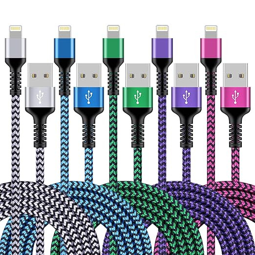 iPhone Charger [5Pack/6ft], Long Braided Lightning Cables, Fast Charging Power Adapter Cargador C... | Amazon (US)