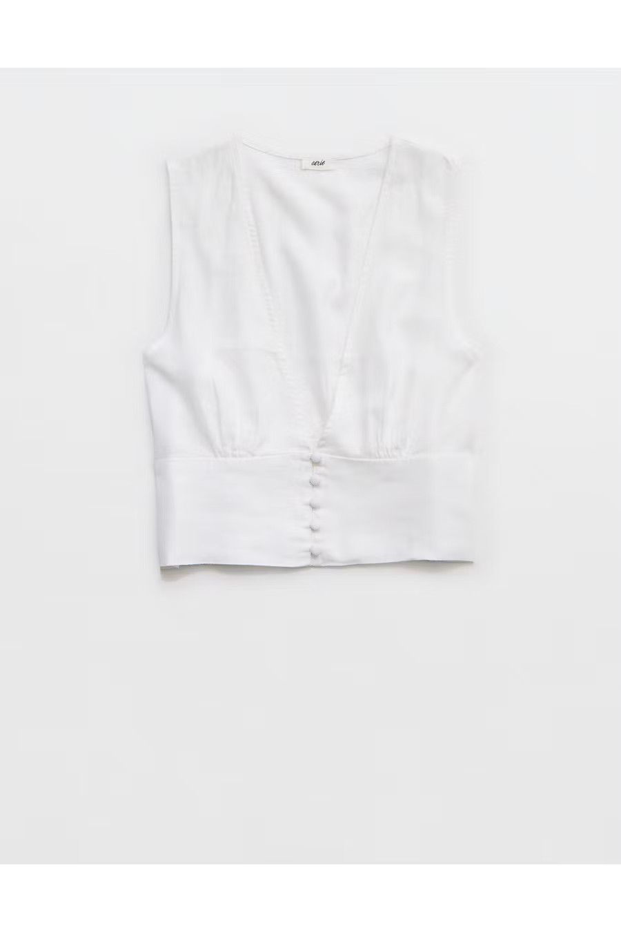Aerie Linen Blend Vest Women's White XXS | Aerie