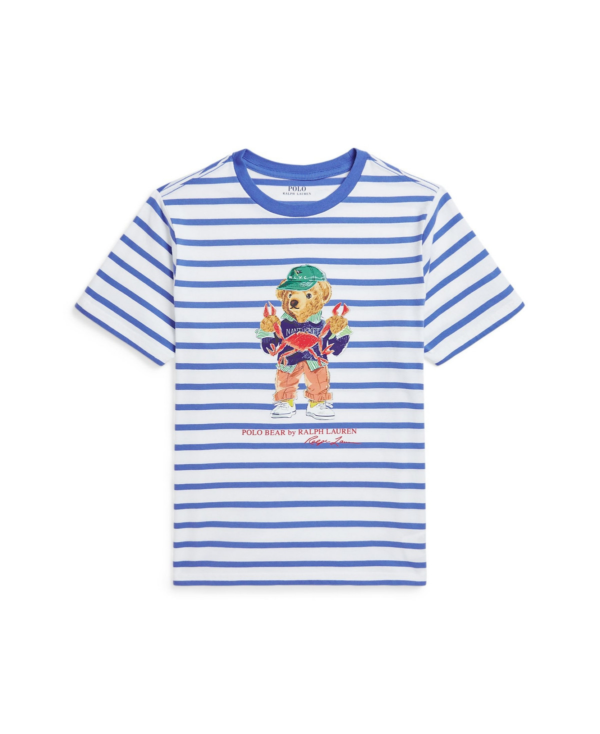 Polo Ralph Lauren Big Boys Polo Bear Striped Jersey T-Shirt - White bear | Macy's