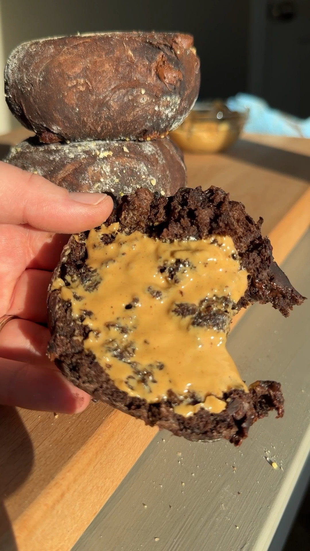 These double chocolate English muffins are so easy to make and absolutely delicious spread in peanut butter! They require one bowl and absolutely no kneading.

Recipe: https://kaylazenner.com/double-chocolate-english-muffins/