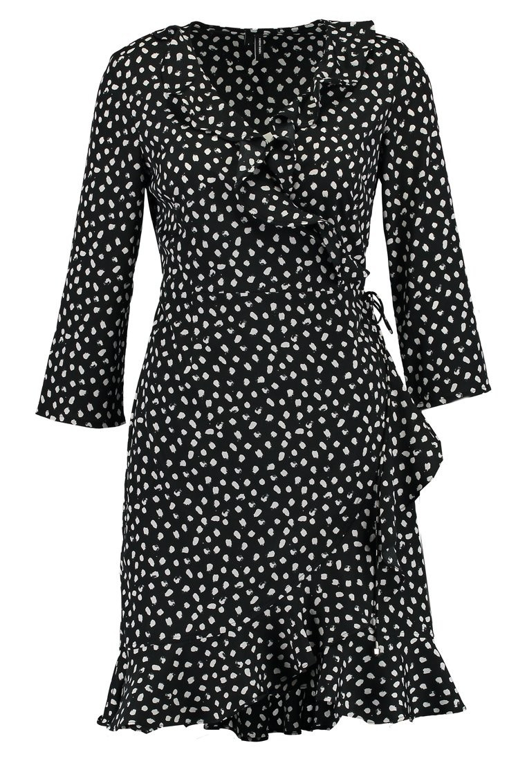 Vero Moda VMHENNA WRAP DRESS Freizeitkleid black/eggnoc | Zalando DE