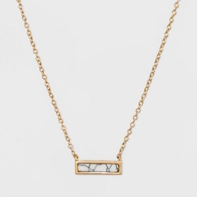 Rectangular Inlaid Semi Precious White Howlite Stone Necklace - Universal Thread™ White | Target