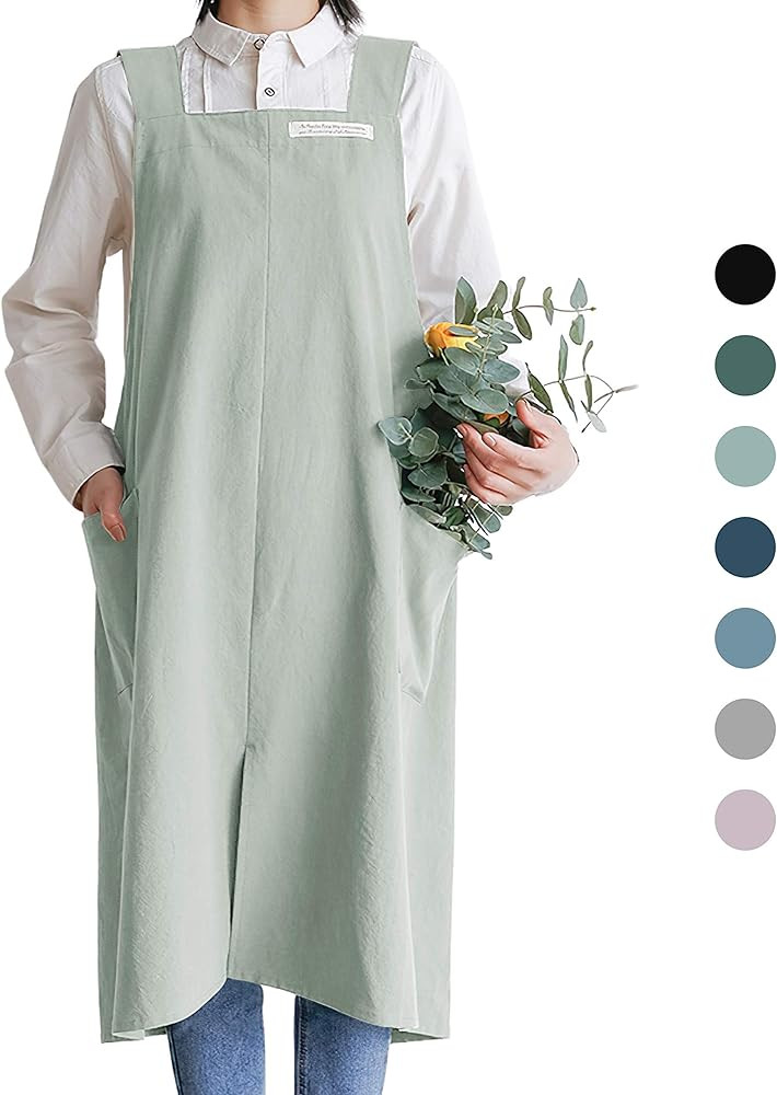 HANEE Cotton Aprons for Women and Men | Cross-Back Apron with Pockets (7 Colors) | Amazon (US)