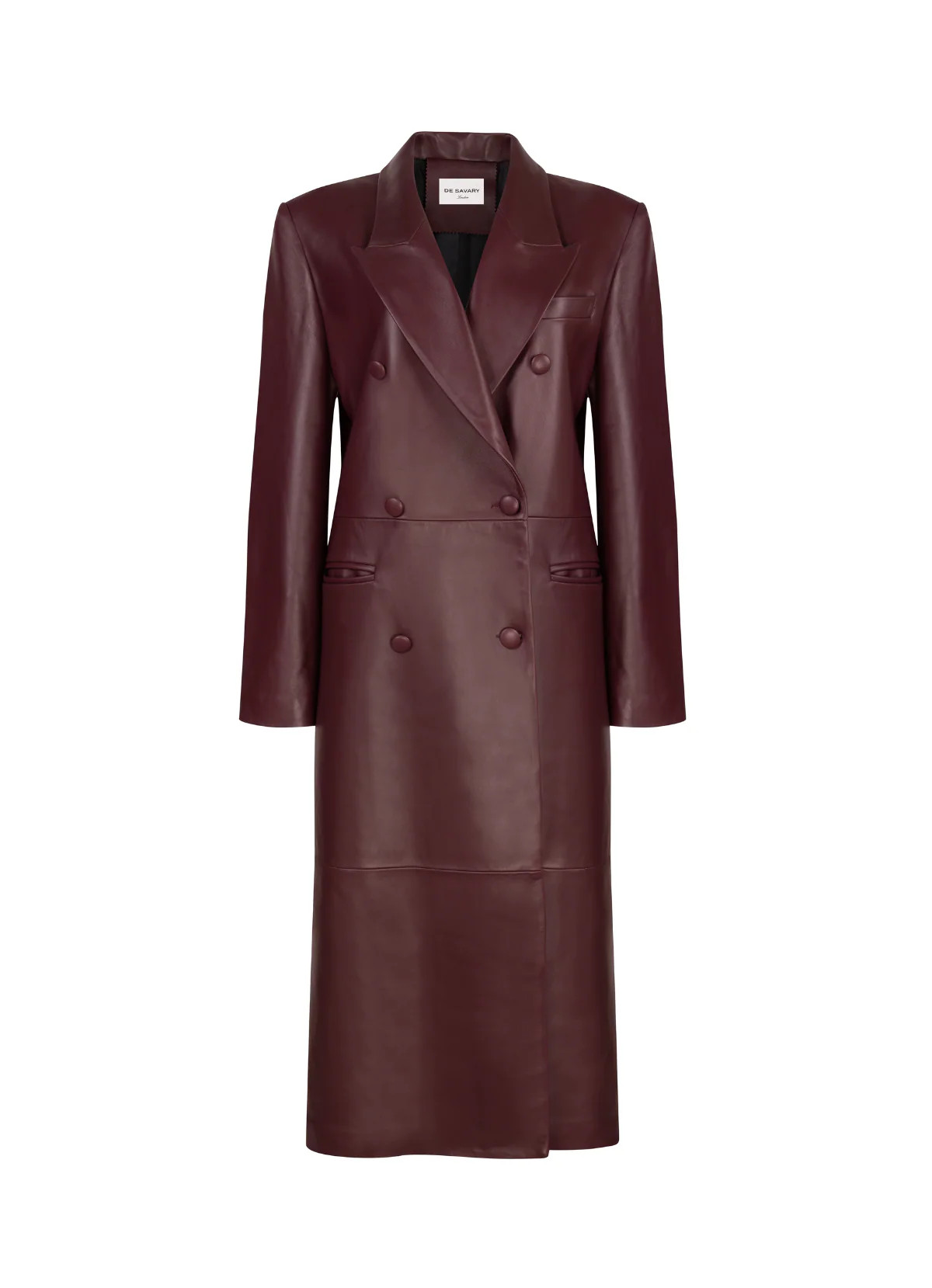 Burgundy Leather Trench Coat | DE SAVARY LONDON