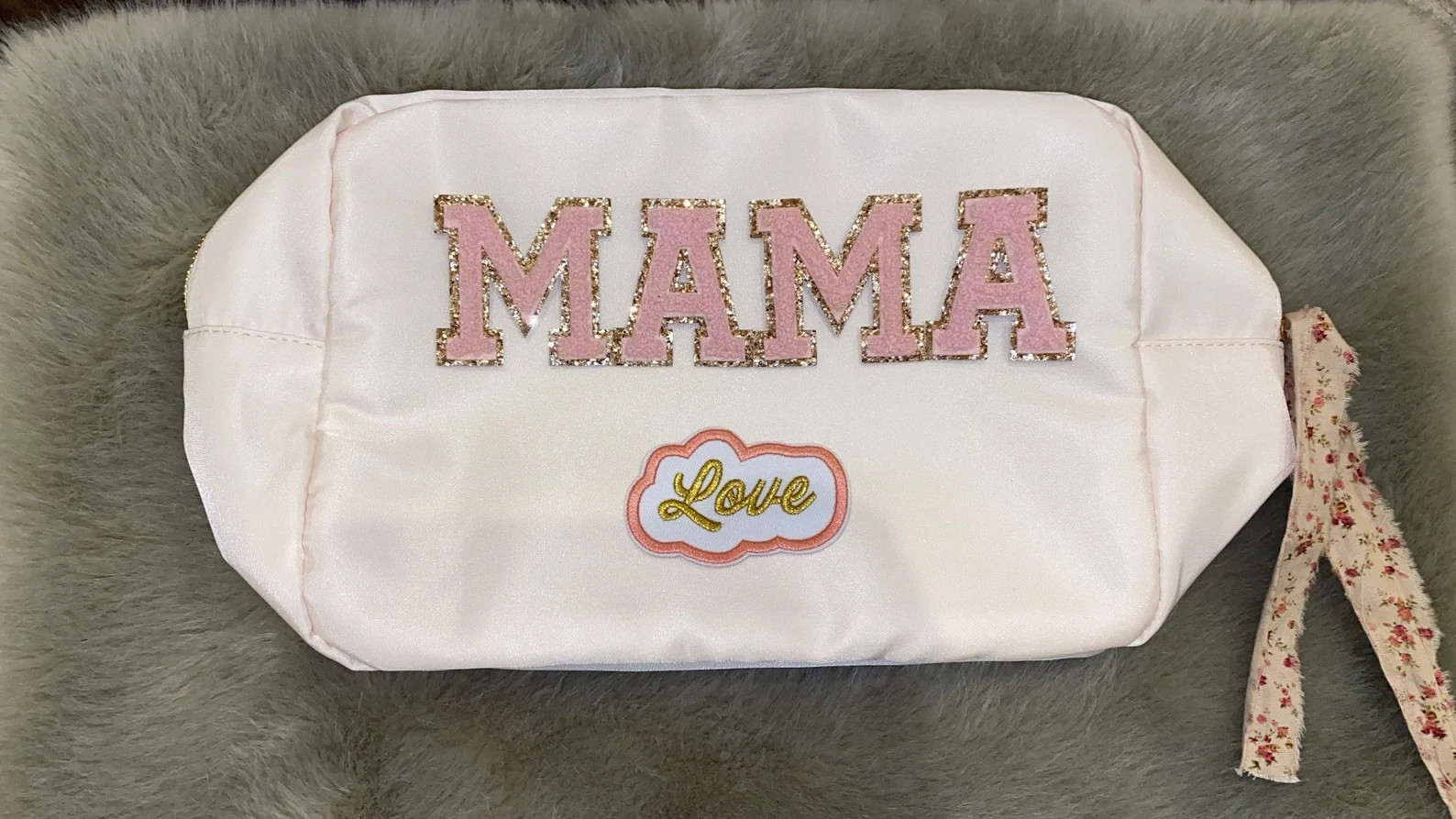 Large Personalized makeup travel pouch with Letter patch- cosmetic bag- makeup bag - personalized... | Etsy (US)