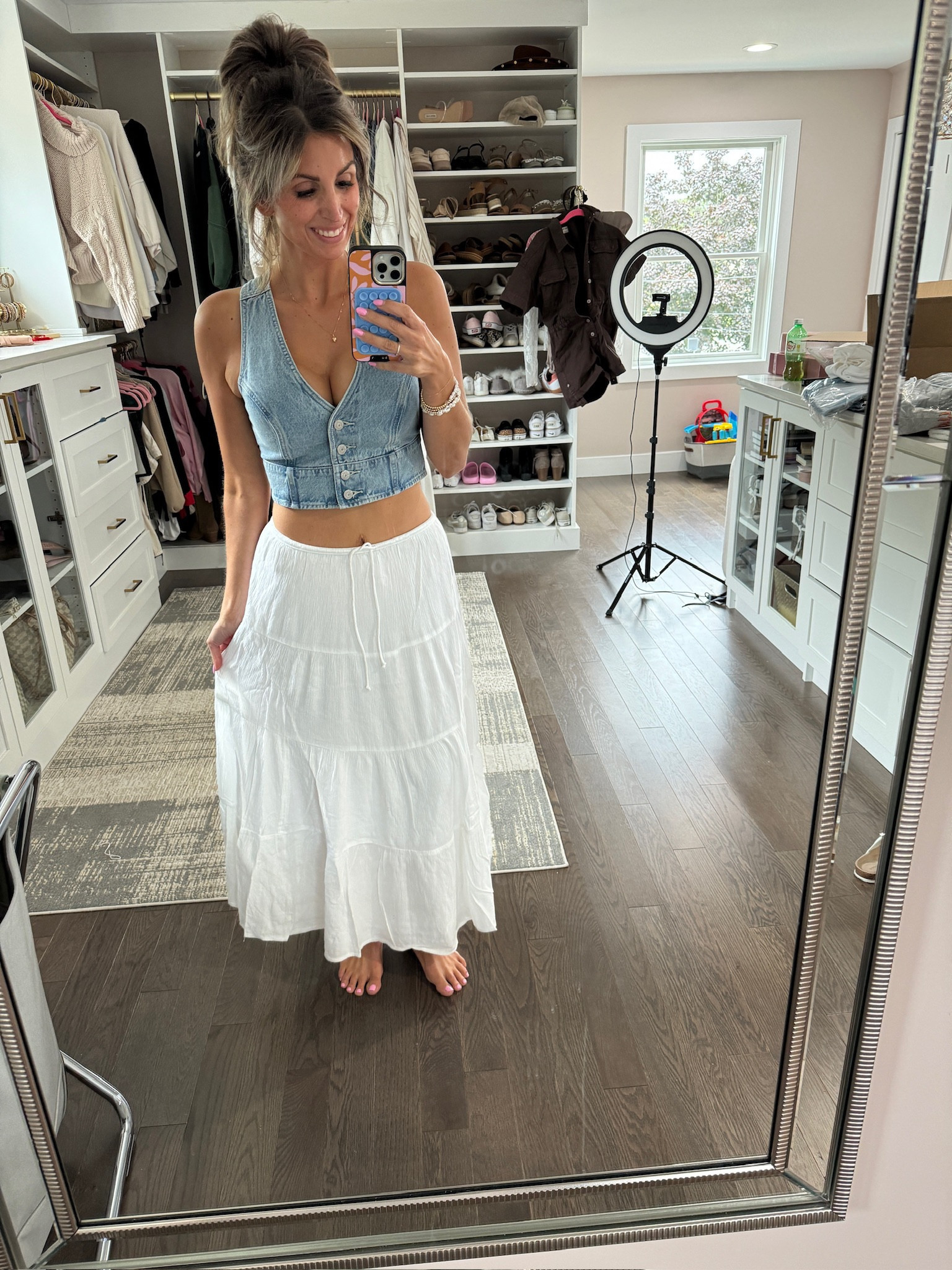 Concert outfit inspo! 🎶 

White maxi skirt - Casual summer outfit - Denim corset - Fall fashion - Outfit tips - Style tips - Mom fashion - Mom outfit inspo - Game day looks - Denim - Maxi skirt - Comfortable long white skirt 

#LTKSeasonal #LTKStyleTip