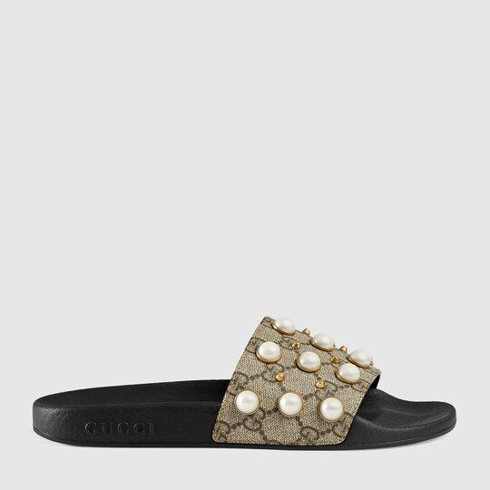 GG Supreme slide with pearls | Gucci (US)