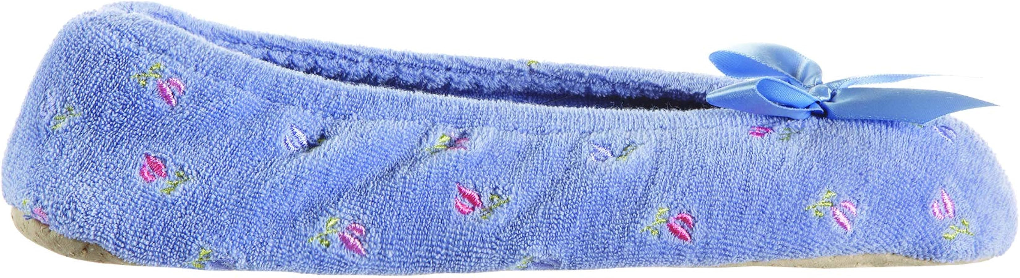 isotoner women's Embroidered Terry Ballerina Slippers | Amazon (US)