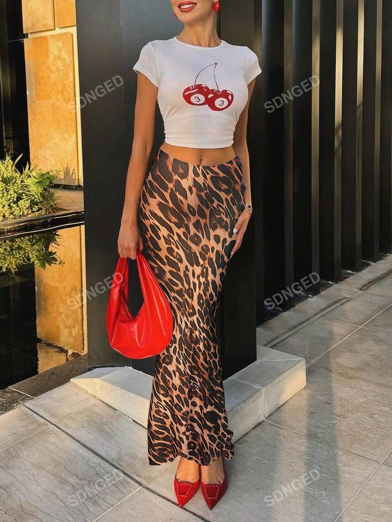 Women Leopard Print Mermaid Hem Skirt | SHEIN