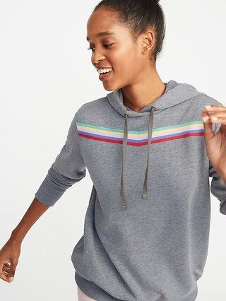 French Terry Chevron-Stripe Pullover Hoodie for Women | Old Navy US