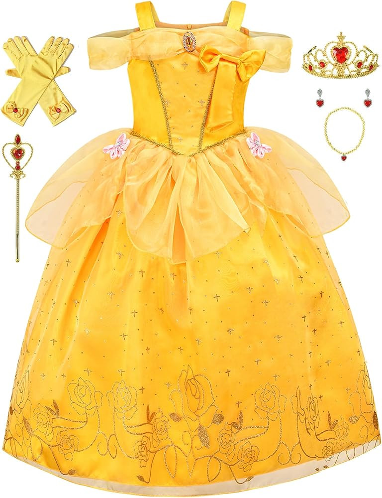 Avady Princess Dresses for Girls Princess Costume Kids Off Shoulder Halloween Birthday Party Dress Up Clothes | Amazon (US)