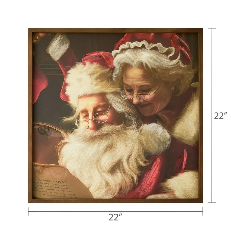 Santa and Mrs. Claus Framed Christmas Wall Art, 22" x 22", by Holiday Time | Walmart (US)