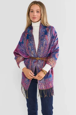 Navy Multi Paisley Printed Wrap | Avara