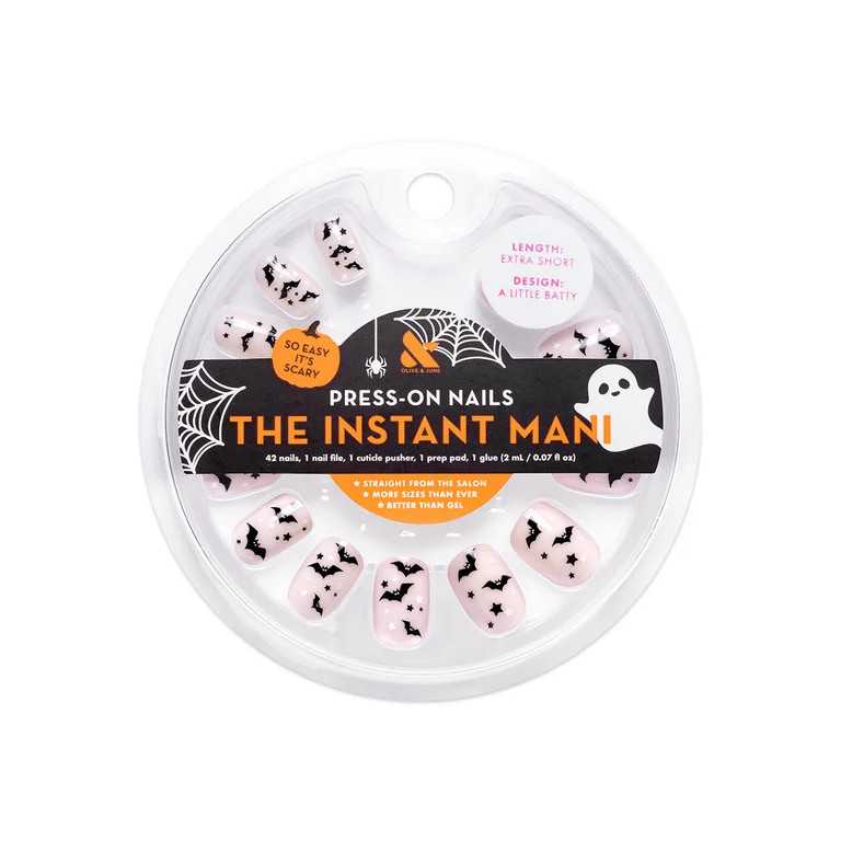 Olive & June Instant Mani Extra Short Squoval Press-On Nails, A Little Batty, 42 Pieces | Walmart (US)